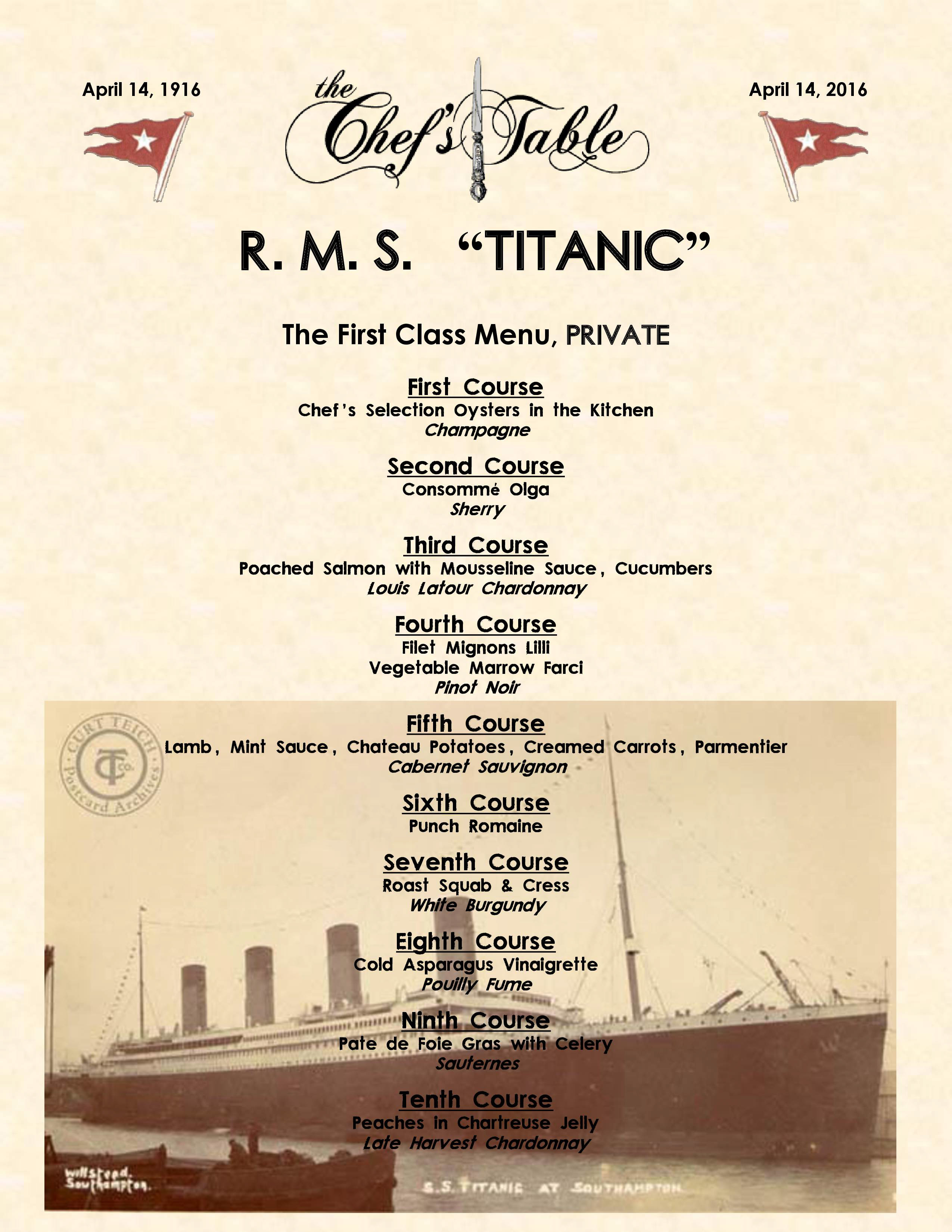 The Titanic's Last Dinner Revisited, First Class